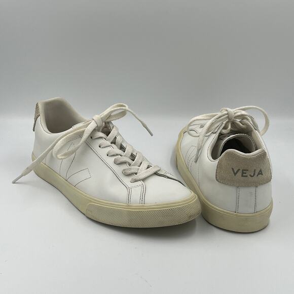 VEJA Esplar Leather Logo Sneakers White sz 10 - Picture 1 of 9